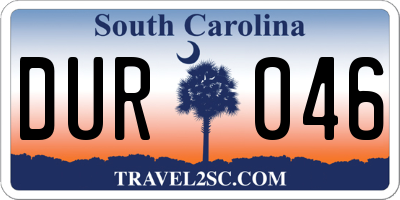 SC license plate DUR046