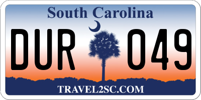 SC license plate DUR049
