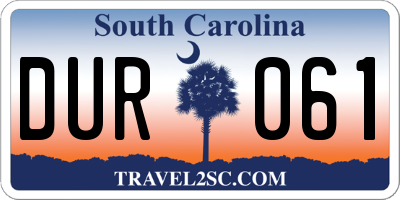 SC license plate DUR061