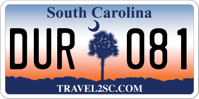 SC license plate DUR081