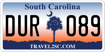 SC license plate DUR089