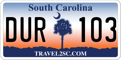 SC license plate DUR103
