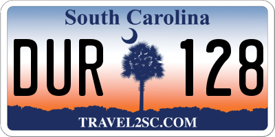 SC license plate DUR128