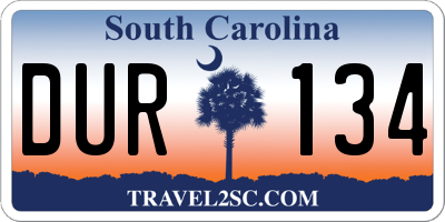 SC license plate DUR134