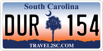 SC license plate DUR154