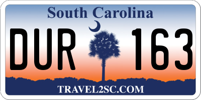 SC license plate DUR163