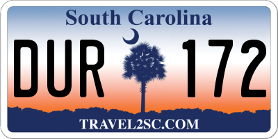 SC license plate DUR172