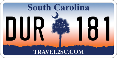 SC license plate DUR181