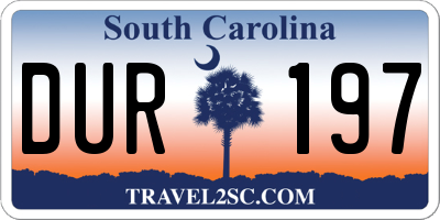SC license plate DUR197