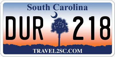 SC license plate DUR218