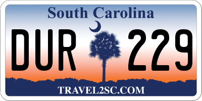 SC license plate DUR229