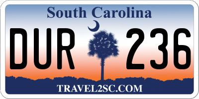 SC license plate DUR236