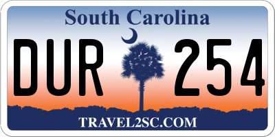 SC license plate DUR254