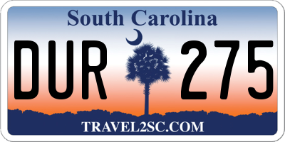 SC license plate DUR275