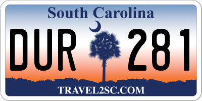 SC license plate DUR281