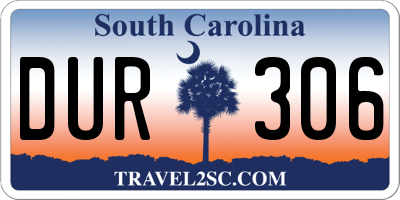SC license plate DUR306