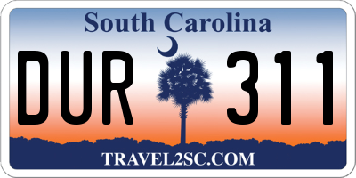 SC license plate DUR311