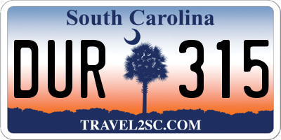 SC license plate DUR315
