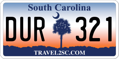 SC license plate DUR321