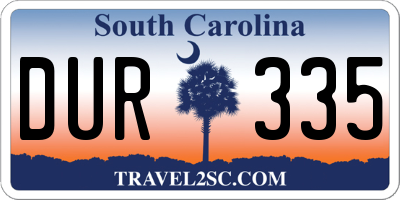 SC license plate DUR335