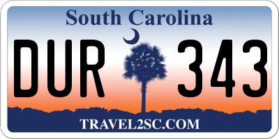 SC license plate DUR343