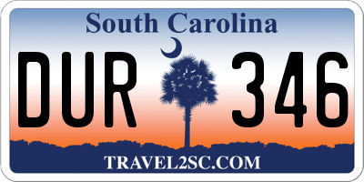 SC license plate DUR346