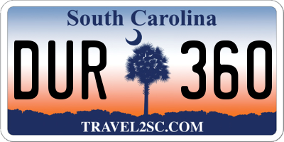 SC license plate DUR360