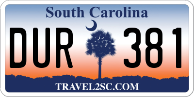 SC license plate DUR381