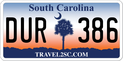 SC license plate DUR386