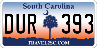 SC license plate DUR393