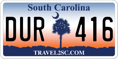SC license plate DUR416