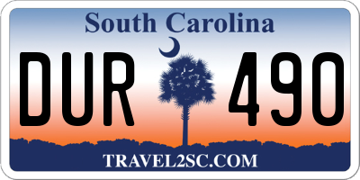 SC license plate DUR490