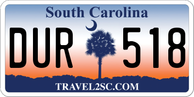 SC license plate DUR518