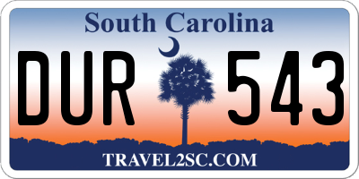 SC license plate DUR543