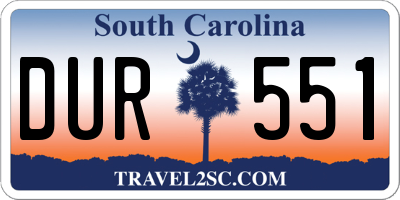 SC license plate DUR551
