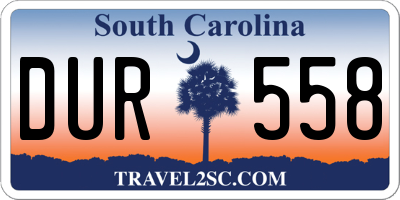 SC license plate DUR558