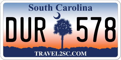 SC license plate DUR578