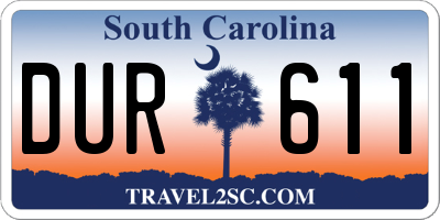 SC license plate DUR611