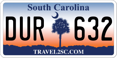 SC license plate DUR632