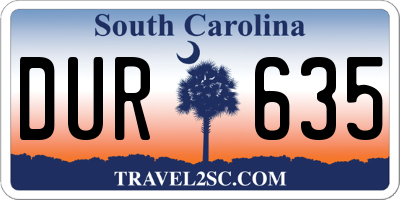 SC license plate DUR635