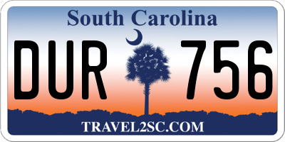 SC license plate DUR756