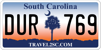 SC license plate DUR769