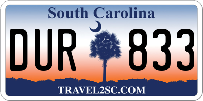 SC license plate DUR833