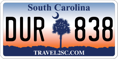SC license plate DUR838
