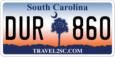 SC license plate DUR860