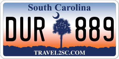 SC license plate DUR889