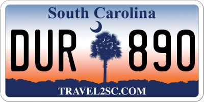 SC license plate DUR890