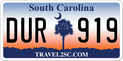 SC license plate DUR919
