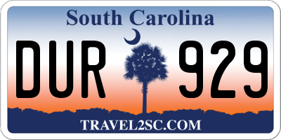 SC license plate DUR929