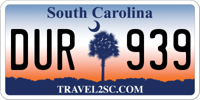 SC license plate DUR939